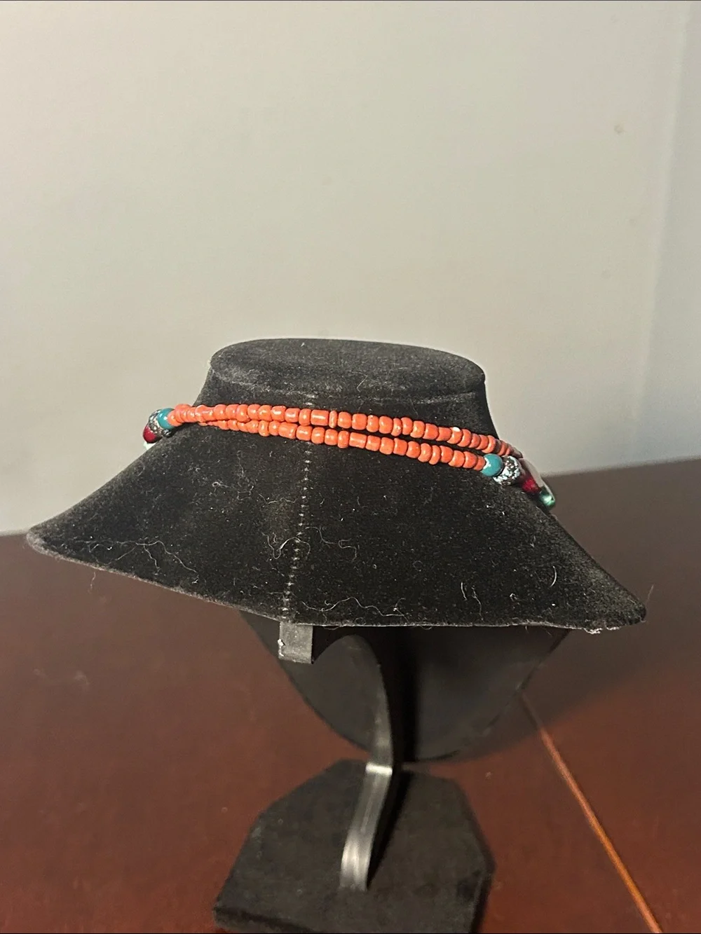 Vibrant Orange & Turquoise Mixed Bead Pendant Necklace